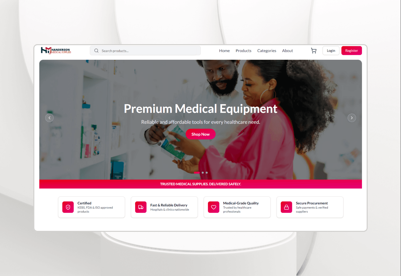 Handerson Medical Supplies e-commerce website